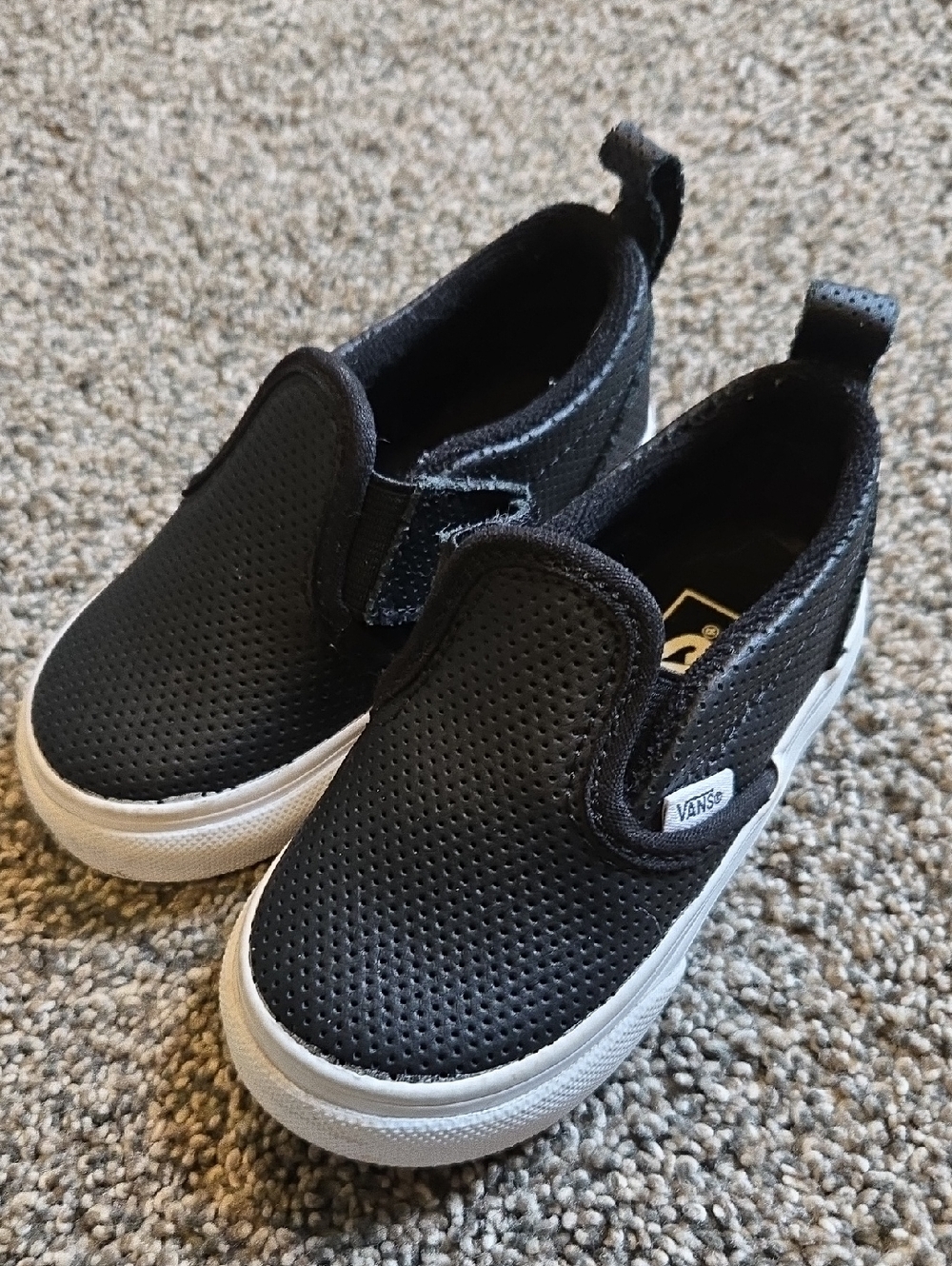 Vans Kids Perforated Slip-On Sneakers in Black and White